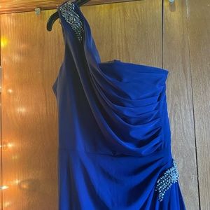 Blue prom/Special occasion full length Dress with rhinestone details.
